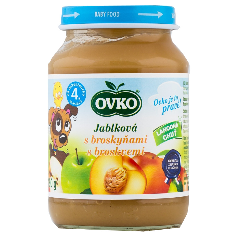 BABY FOOD APPLE-PEACH 190g OVKO FROM 4 MONTHS