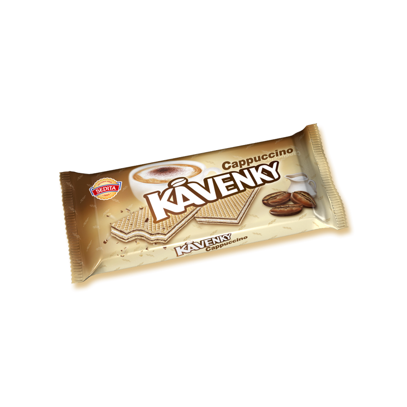 KÁVENKY CAPPUCCINO 50g - WAFERS WITH CREAM FILLING OF COFFEE AND MILK WITH CAPPUCCINO FLAVOR
